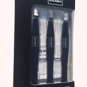 Set of 3 DOLABEY Tweezers - Slant Point Flat Tip